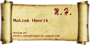 Matzek Henrik névjegykártya